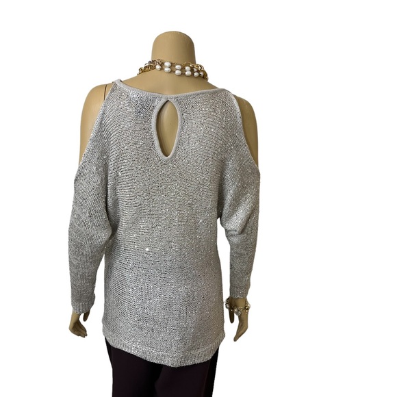 Say What Ladys Metallic Sweater With Sequence Woven in Fabric. Silver To… - Picture 10 of 10